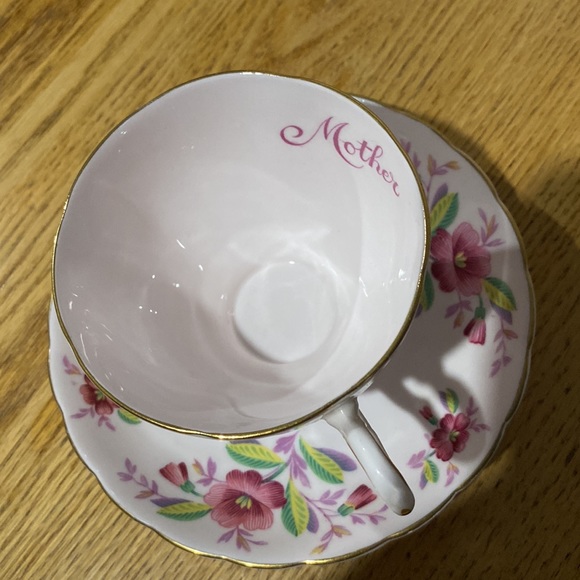 Tuscan Fine English Bone China “Mother” teacup and saucer Pink, made in England - Picture 4 of 6